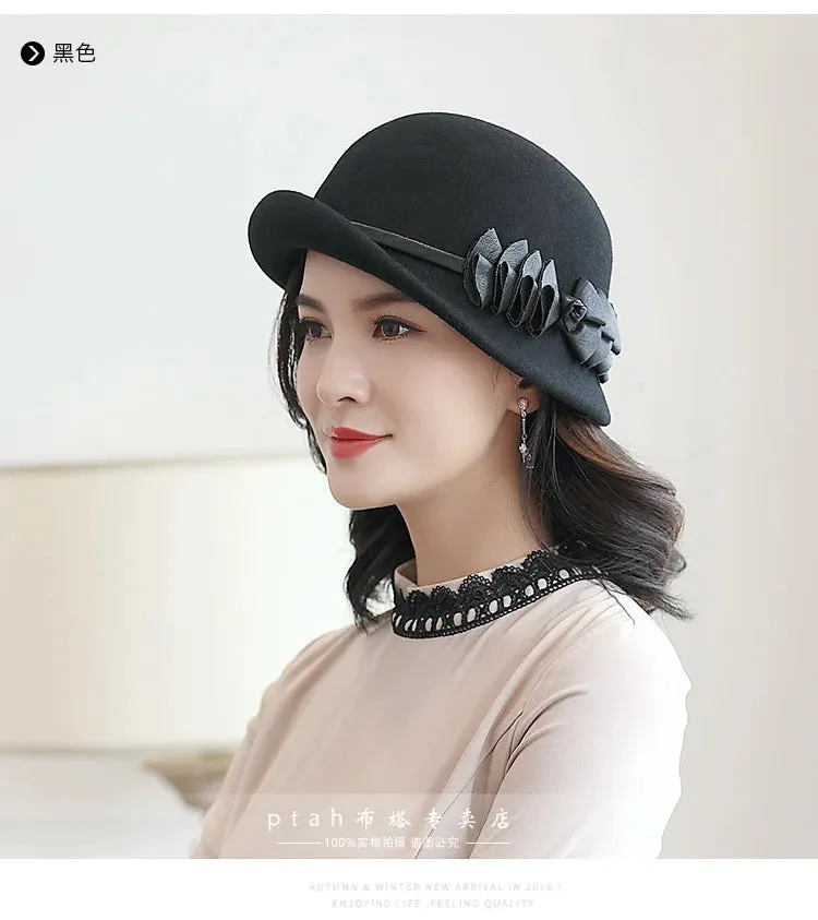 Beckyruiwu Lady Autumn And Winter Chic Irregular Brim Fedora Hats Woman Party Formal Top Grade 100% Wool Felt Hat