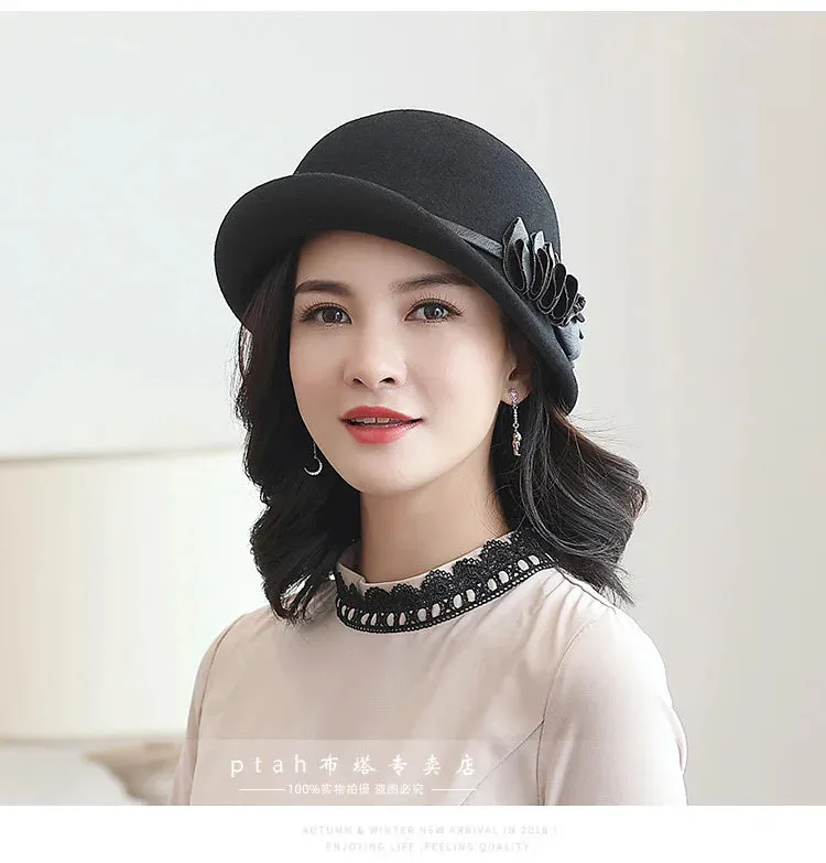Beckyruiwu Lady Autumn And Winter Chic Irregular Brim Fedora Hats Woman Party Formal Top Grade 100% Wool Felt Hat