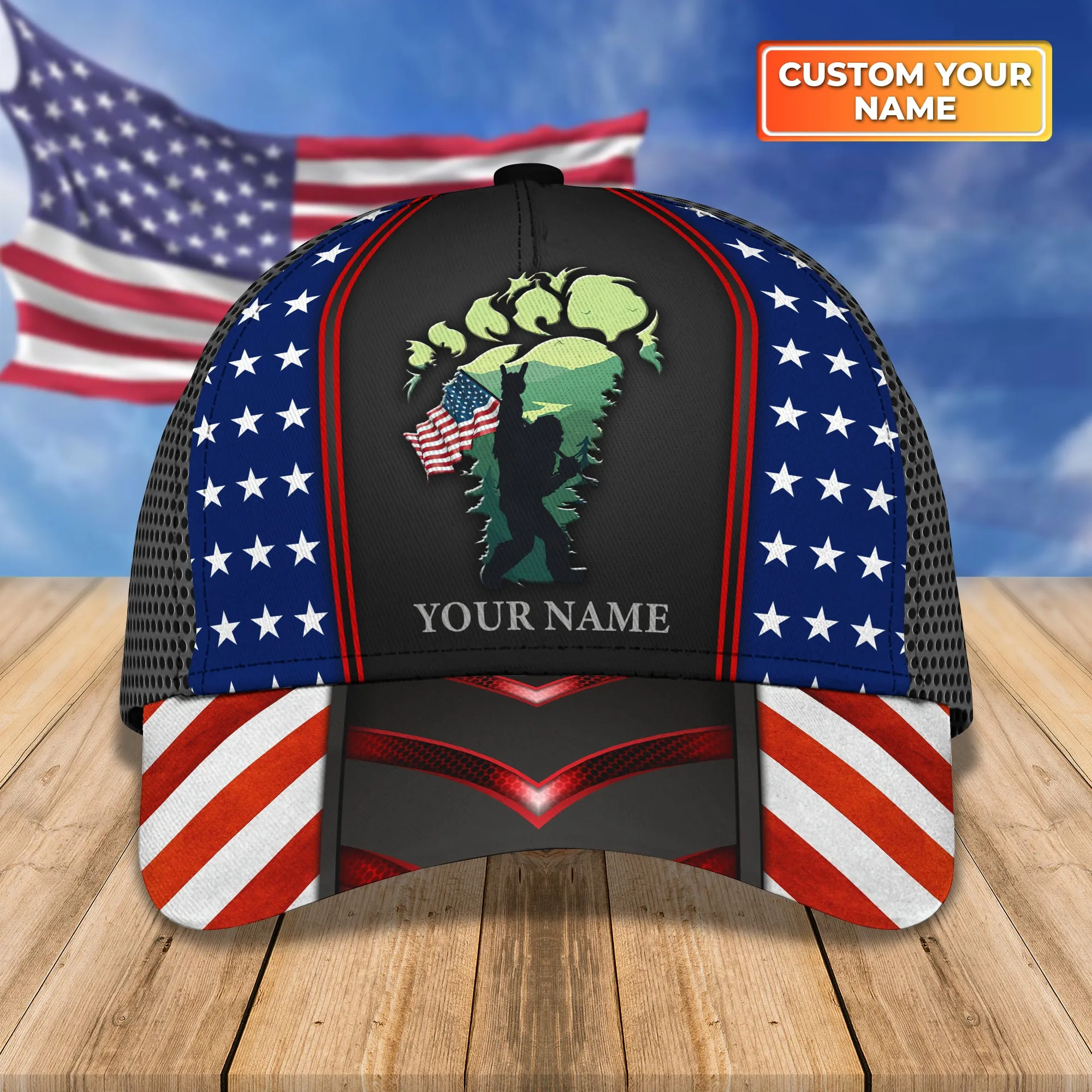 Bigfoot Camping - Personalized Name Cap - Hadn