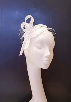 Birdcage veil Hat fascinator White,Ivory Bridal Fascinator Bridal MINI Veil Crystal Teardrop hat.