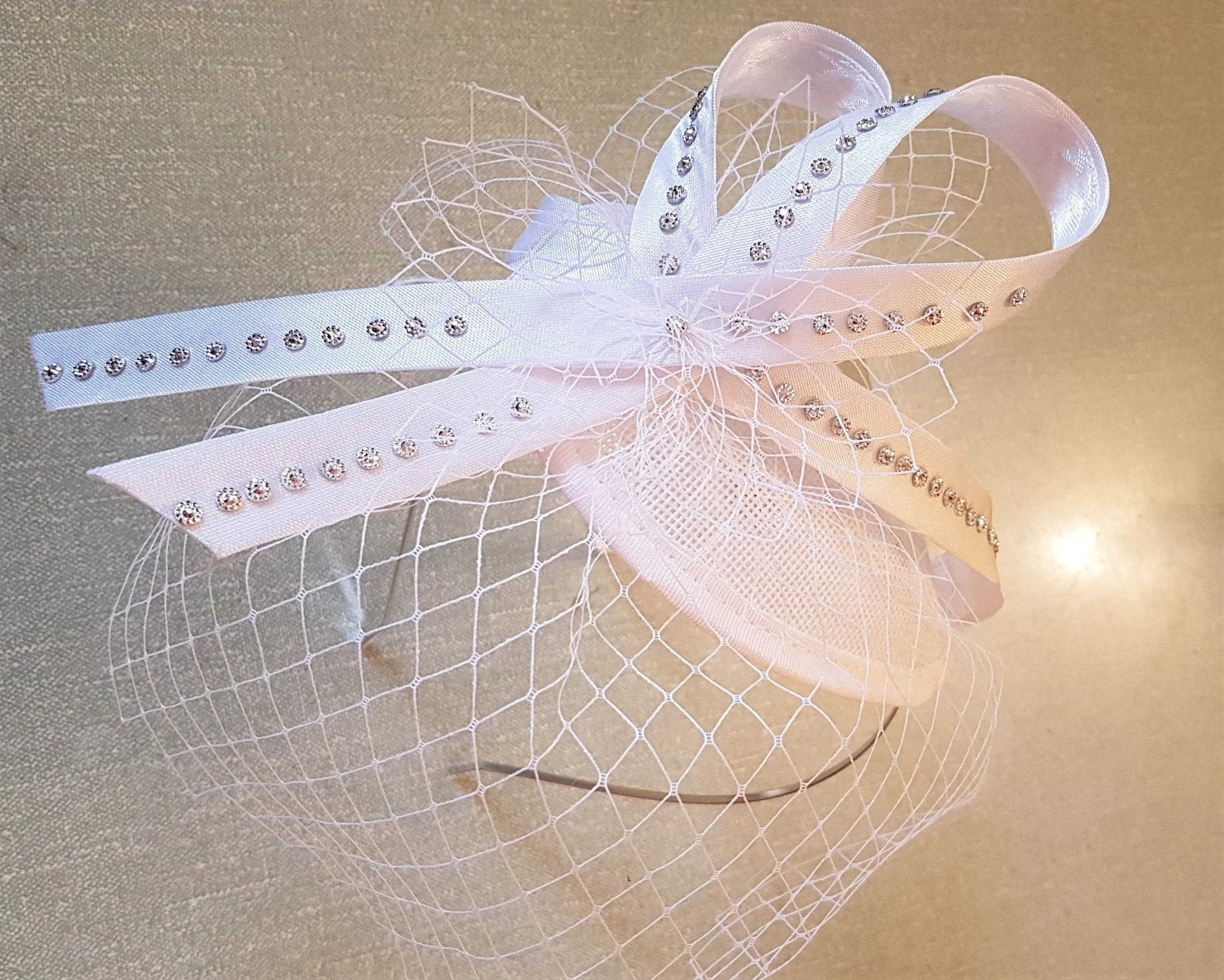 Birdcage veil Hat fascinator White,Ivory Bridal Fascinator Bridal MINI Veil Crystal Teardrop hat.