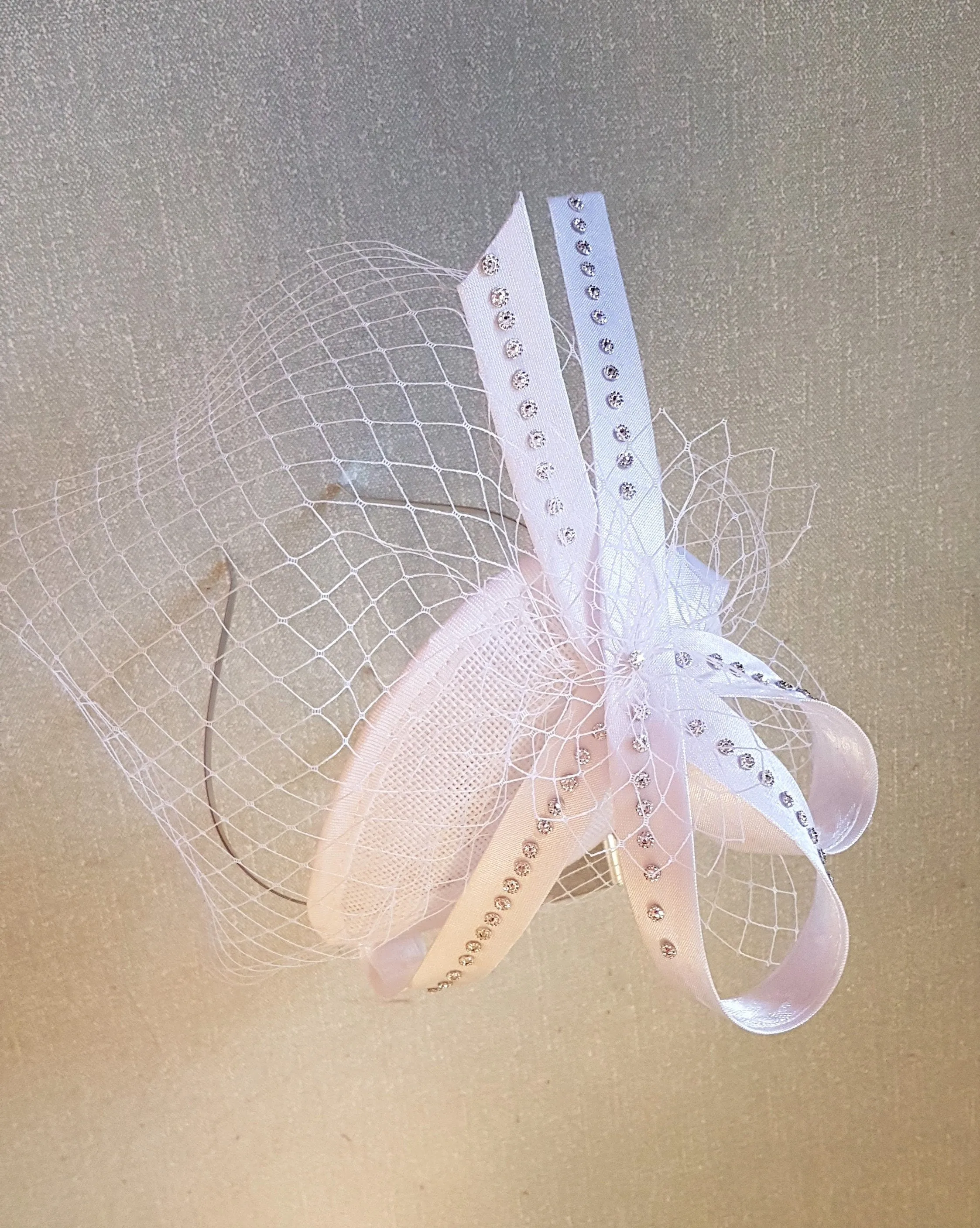 Birdcage veil Hat fascinator White,Ivory Bridal Fascinator Bridal MINI Veil Crystal Teardrop hat.