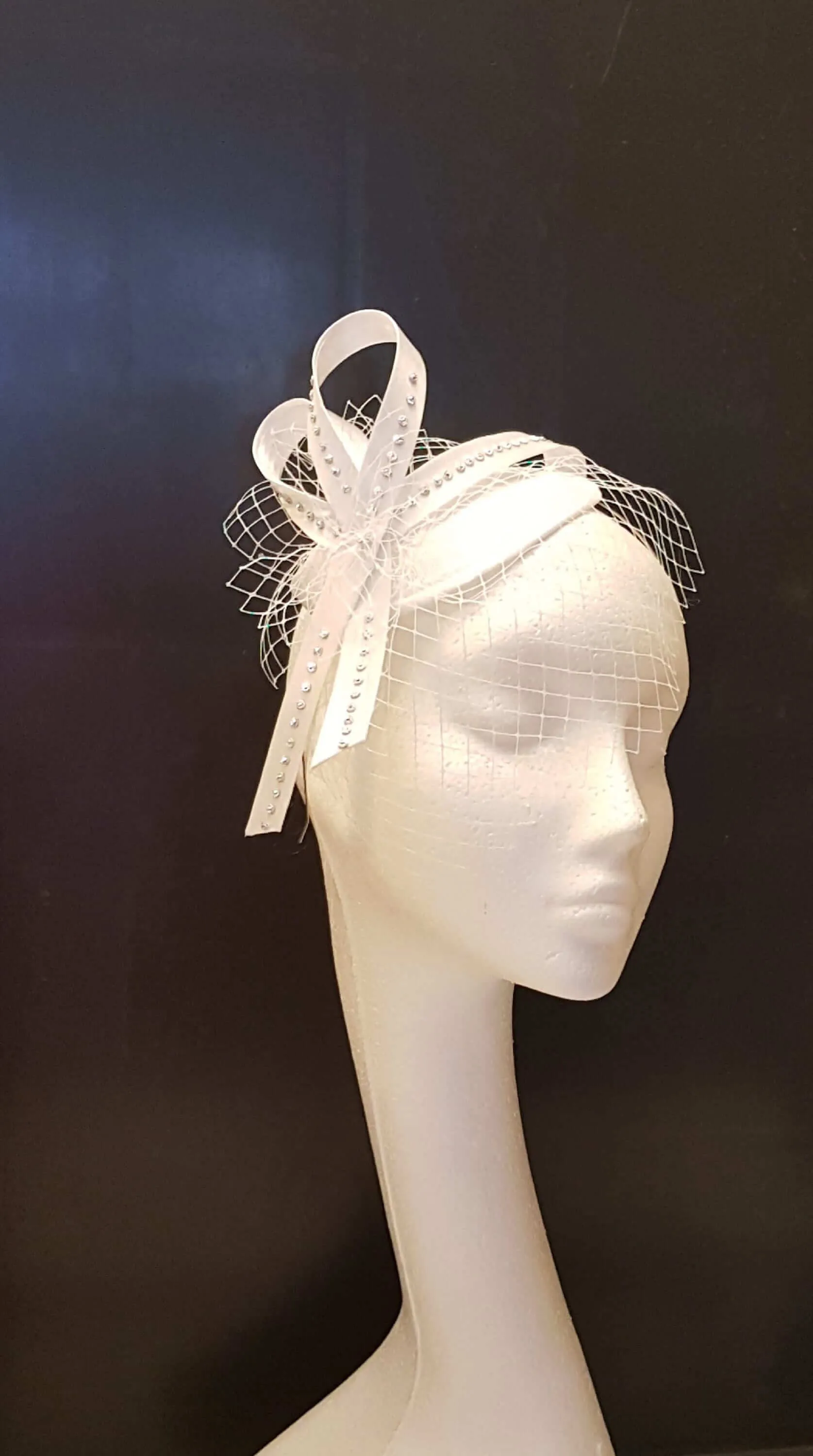 Birdcage veil Hat fascinator White,Ivory Bridal Fascinator Bridal MINI Veil Crystal Teardrop hat.