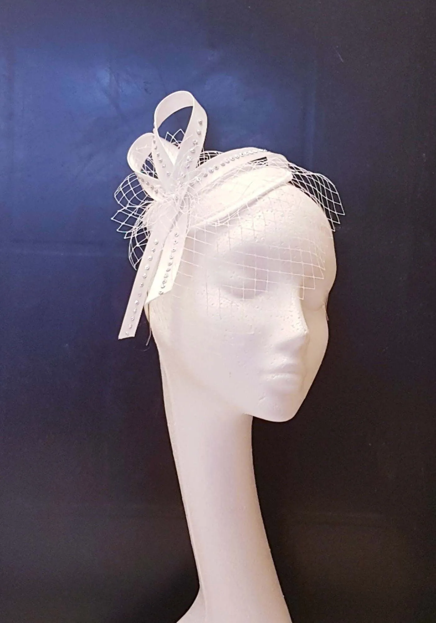 Birdcage veil Hat fascinator White,Ivory Bridal Fascinator Bridal MINI Veil Crystal Teardrop hat.