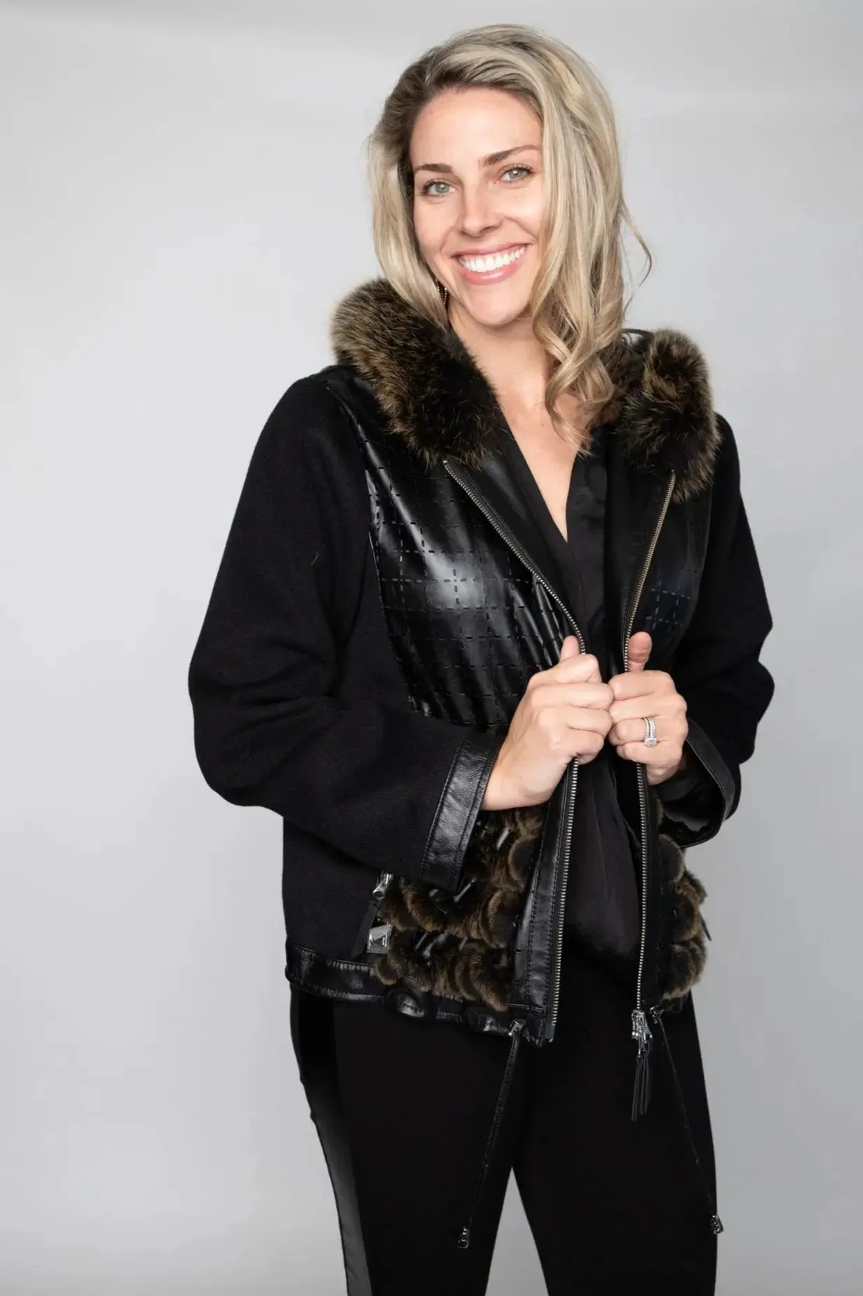 Black Cashmere with Bronze Fox and Rexx Trim Jacket