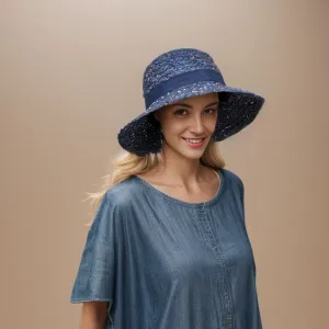 Black Ginger 57cm Dark Blue Confetti Cloche Foldable Hat - 601-240