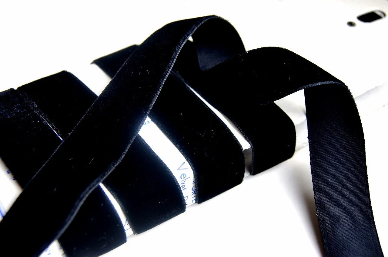 Black Velvet Ribbon Vintage from France 23mm
