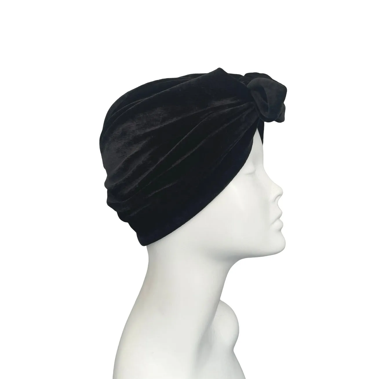 Black Velvet Vintage Style Bow Turban