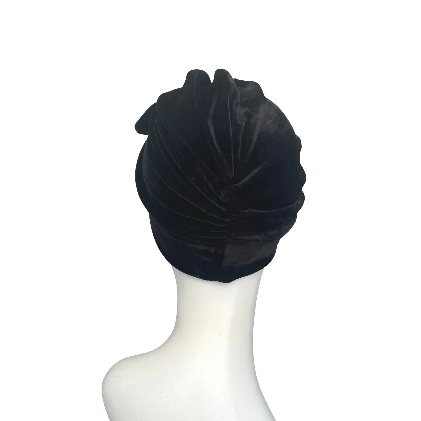 Black Velvet Vintage Style Bow Turban