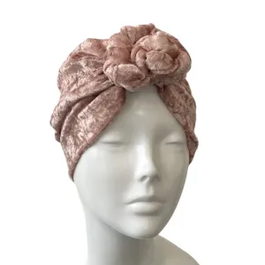 Blush Pink Velvet Chain Knot Turban Hat