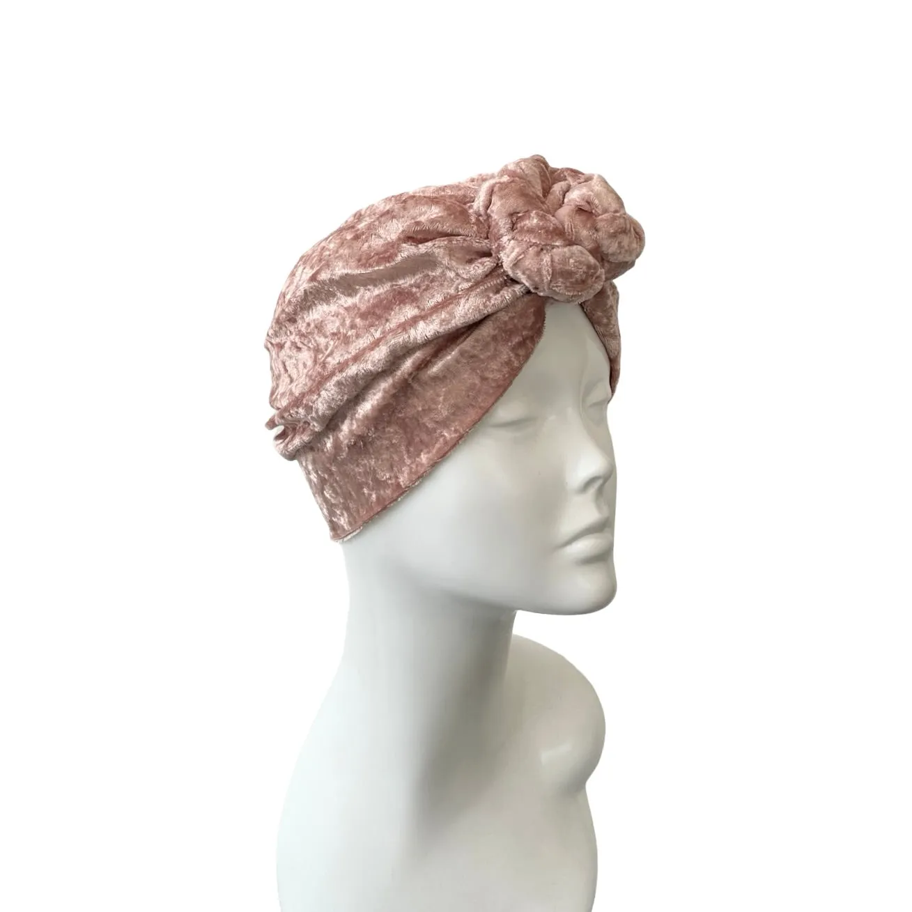 Blush Pink Velvet Chain Knot Turban Hat
