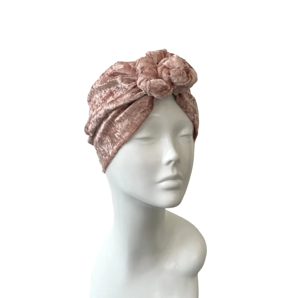Blush Pink Velvet Chain Knot Turban Hat