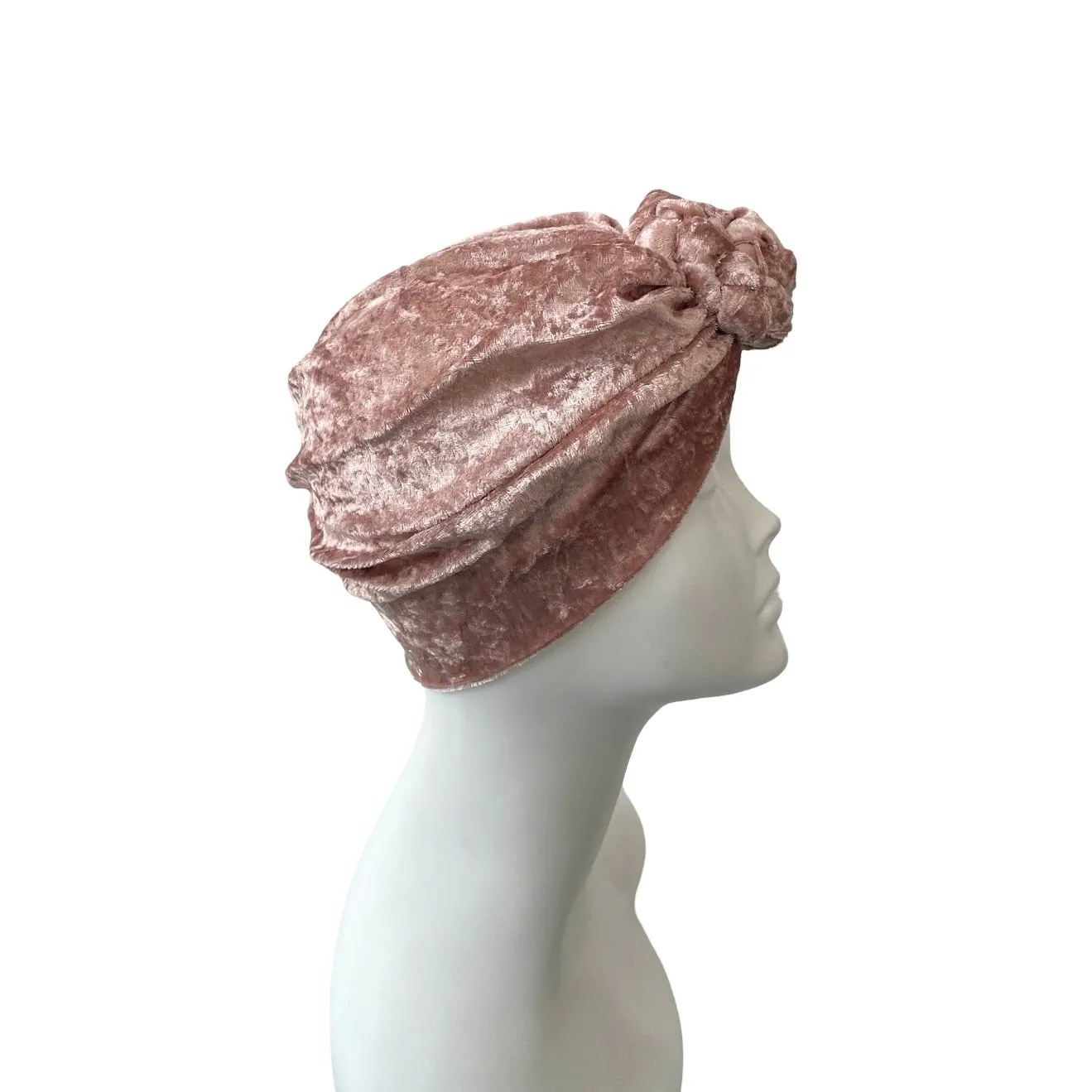 Blush Pink Velvet Chain Knot Turban Hat