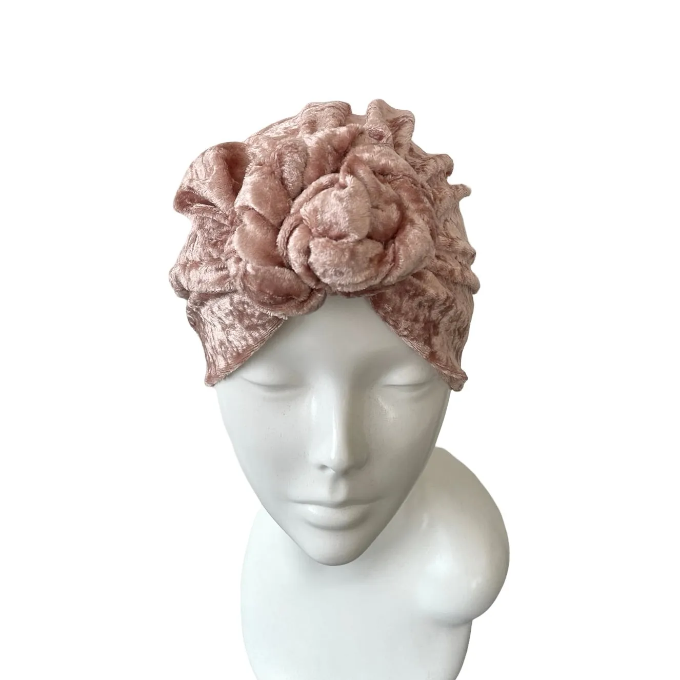 Blush Pink Velvet Chain Knot Turban Hat