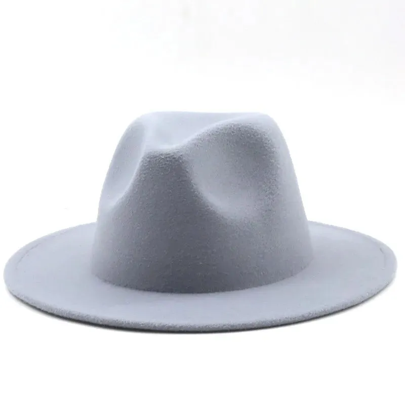 British Style winter Child wool solid Classic fedoras cap Boy Girls panama jazz hat Big Wide Brim Big black Fedoras 52-54CM