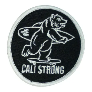 CALI Strong Bear Black White Round Hook-and-Loop Morale Patch