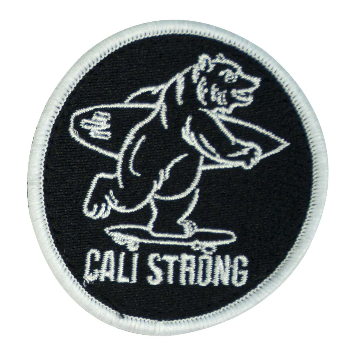 CALI Strong Bear Black White Round Hook-and-Loop Morale Patch