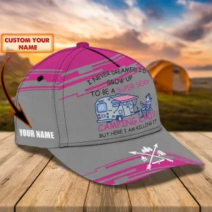 Camping Lady - Personalized Name Cap - Nsd99