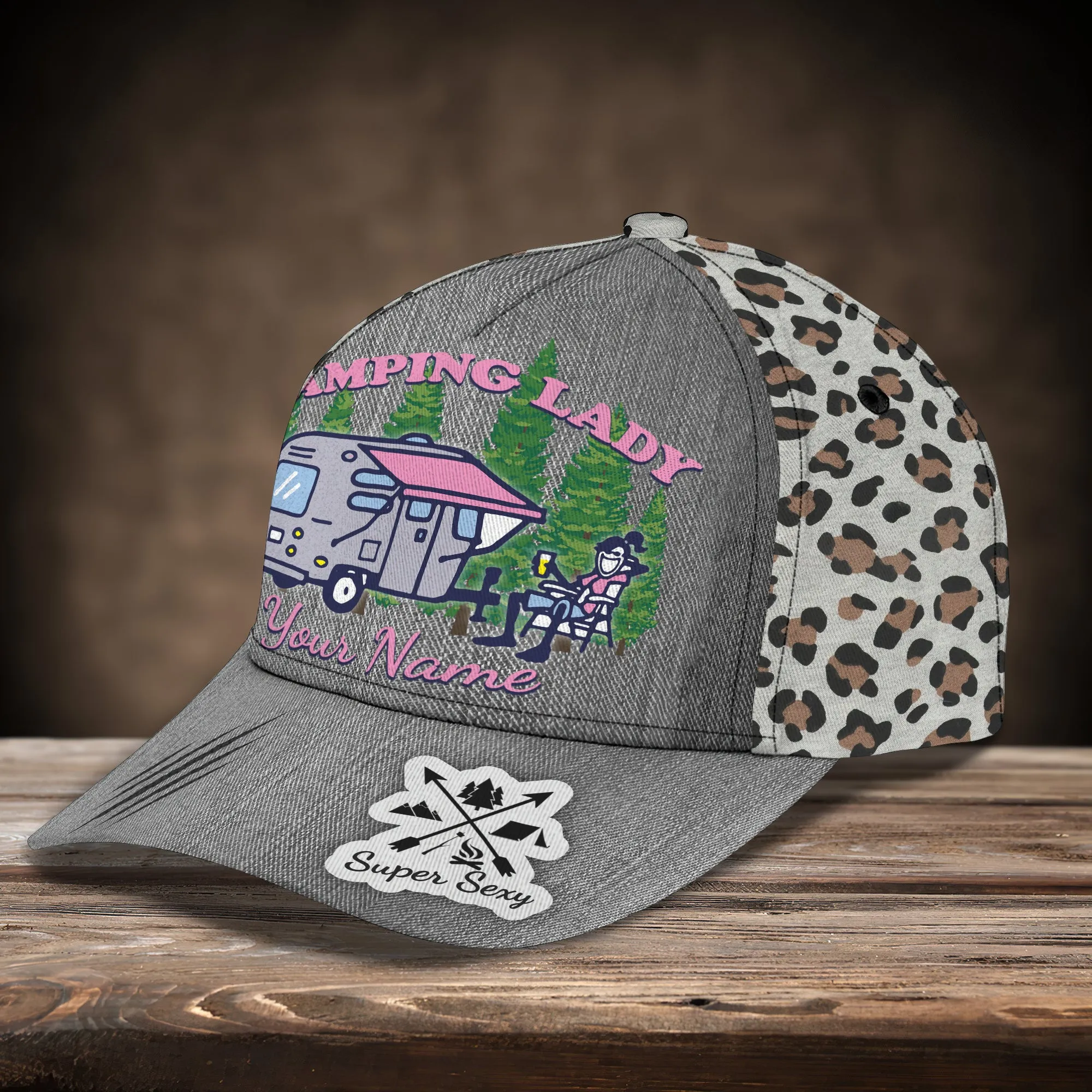 Camping Lady - Personalized Name Cap - Vtm99
