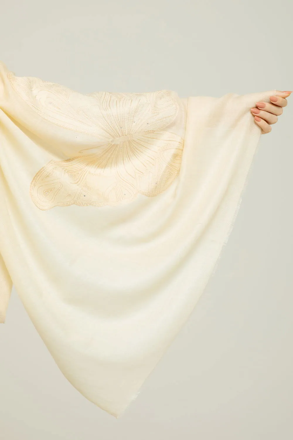 Cashmere Bordado butterfly off white