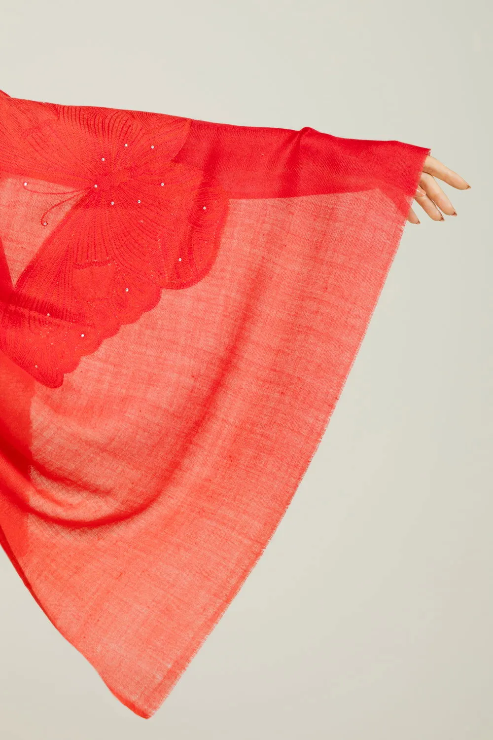 Cashmere Bordado butterfly vermelho