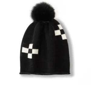 Cashmere Geometric Pom-pom Hat Cashmere Knitted Beanie One Size