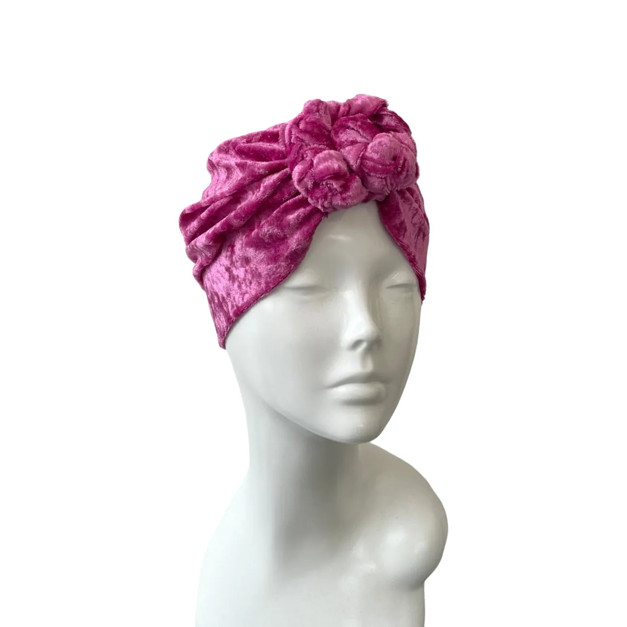 Cerise Pink Crushed Velvet Head Wrap