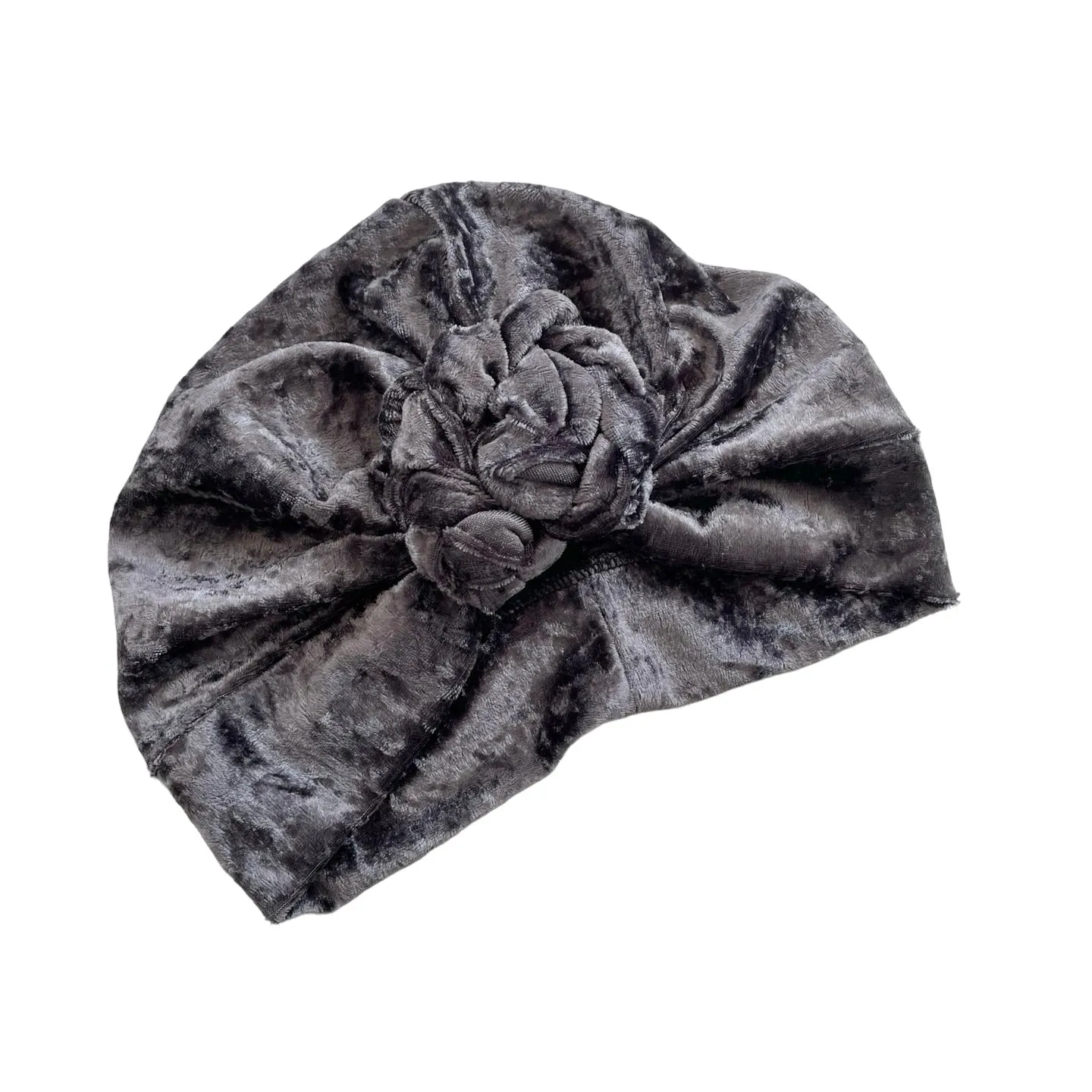 Charcoal Crushed Velvet Knot Turban