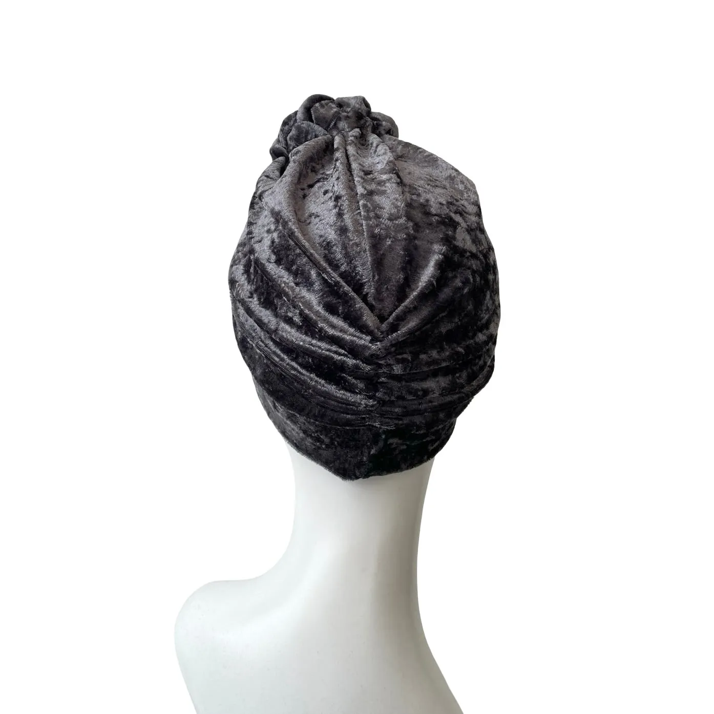 Charcoal Crushed Velvet Knot Turban