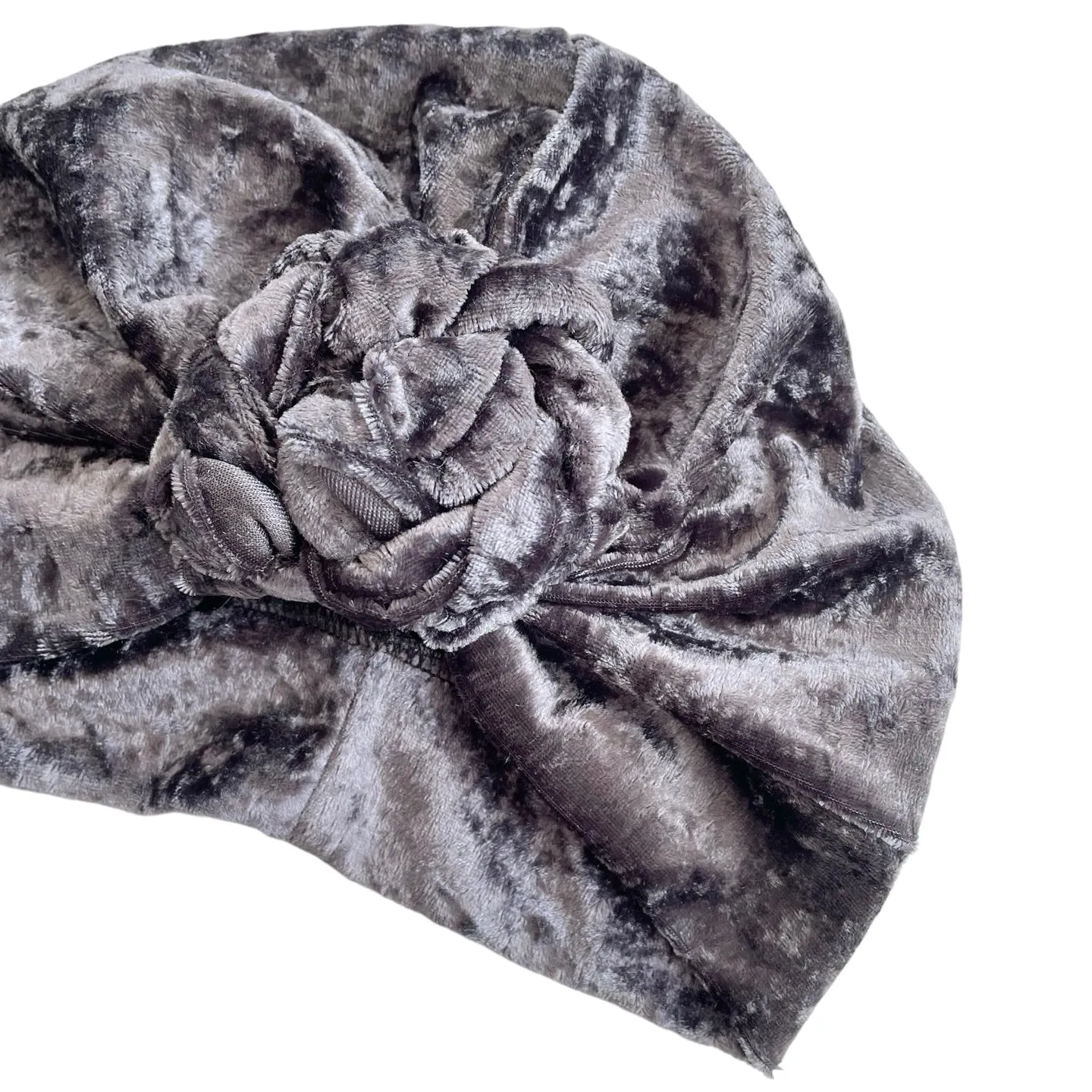 Charcoal Crushed Velvet Knot Turban