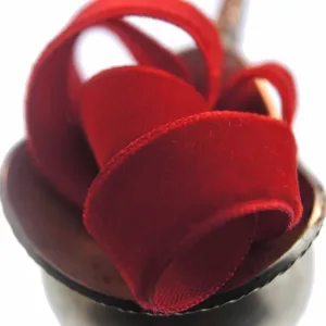 Christmas Red Velvet Ribbon Vintage from France 16mm