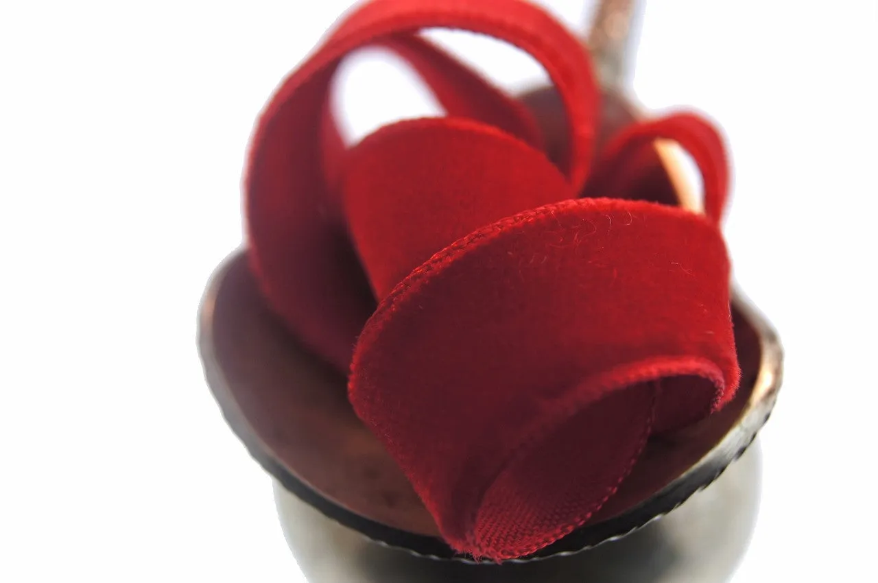 Christmas Red Velvet Ribbon Vintage from France 16mm