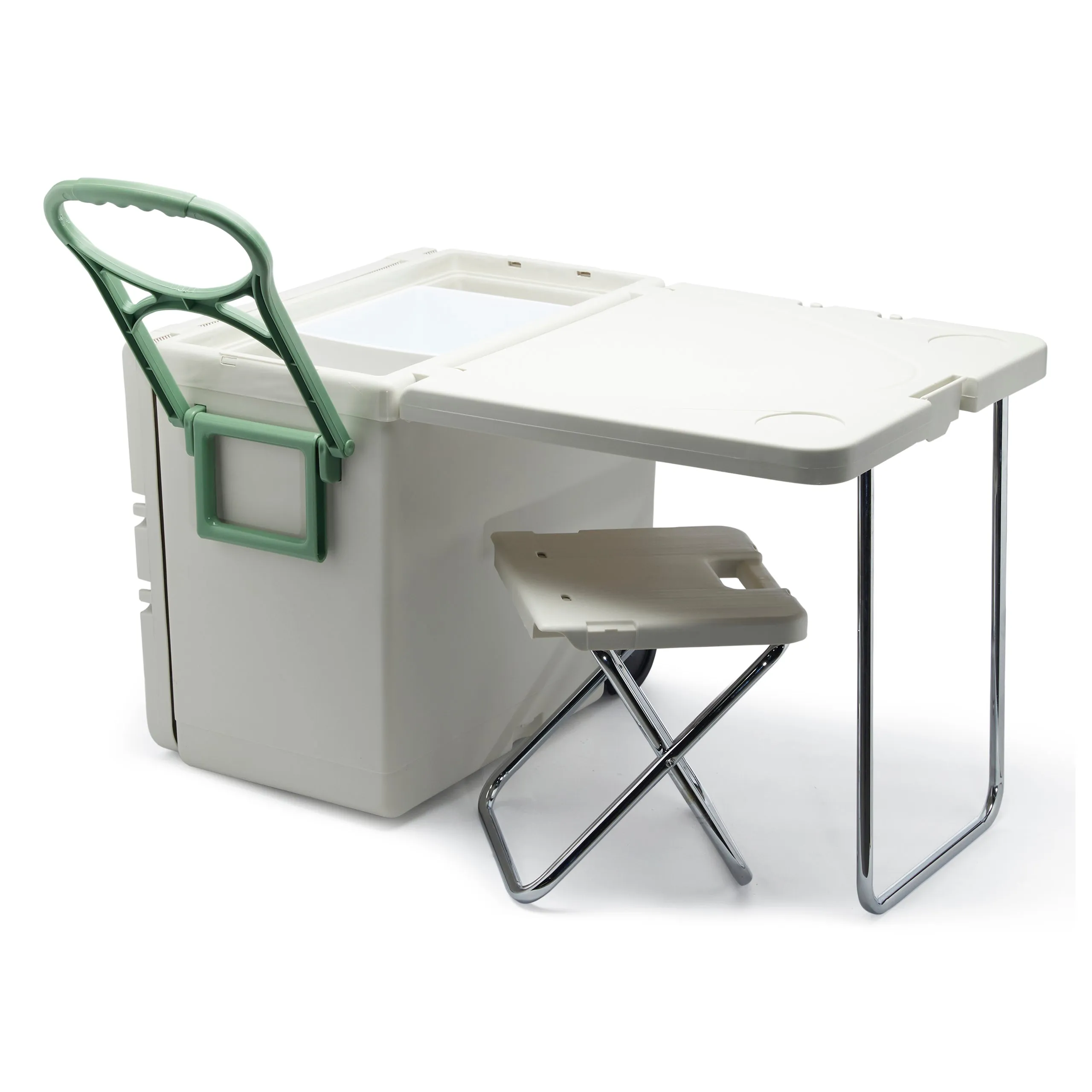 COOLER BOX WITH TABLE AND CHAIR (MINT & WHITE)