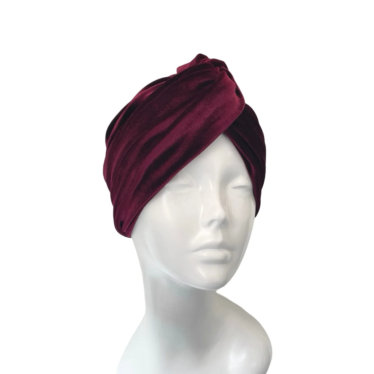 Dark Red Luxury Velvet Retro Twisted Turban