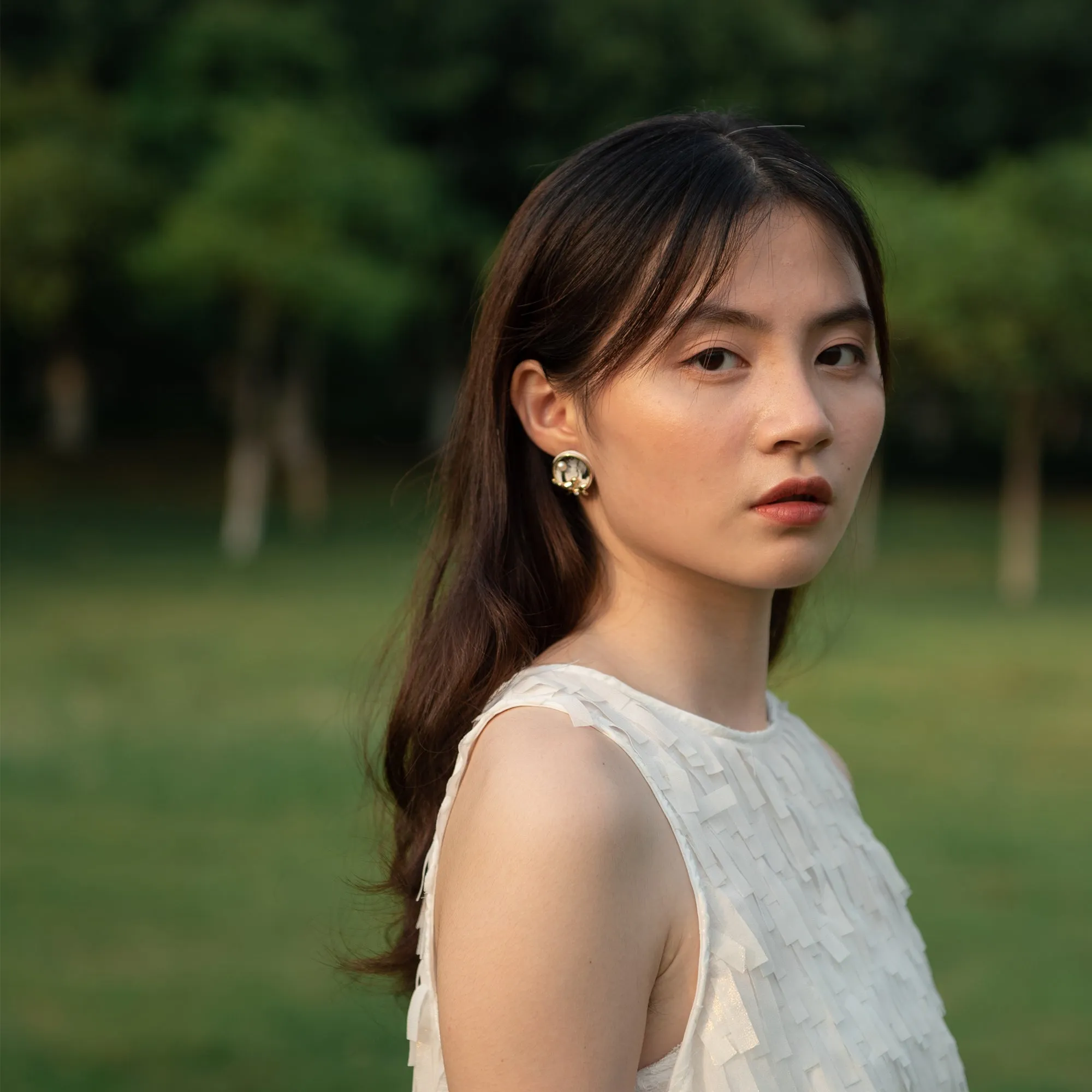 DIY Leather Kits - Bird At the Window Style Earring of Chinese Traditional Ink Painting Pearl