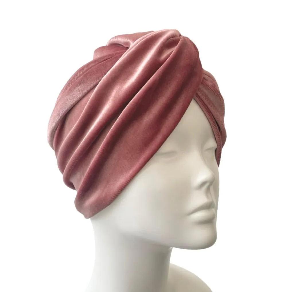 Dusky Pink Velvet Vintage Style Twisted Hair Turban