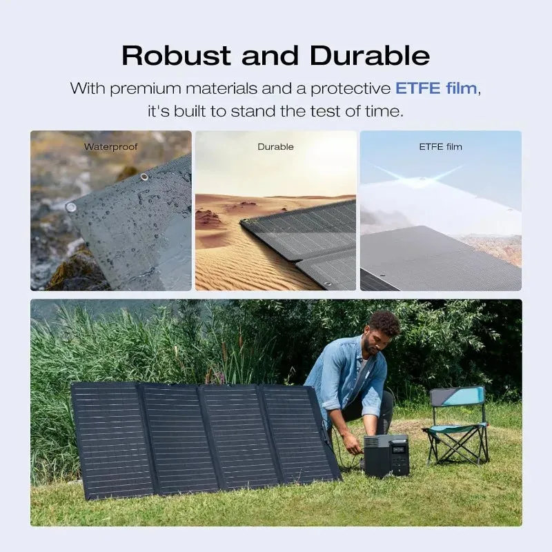EF ECOFLOW 160 Watt Portable Solar Panel for Power Station, Foldable Solar Charger with Adjustable Kickstand