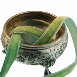 Erin Green Velvet Ribbon Vintage from France 7mm