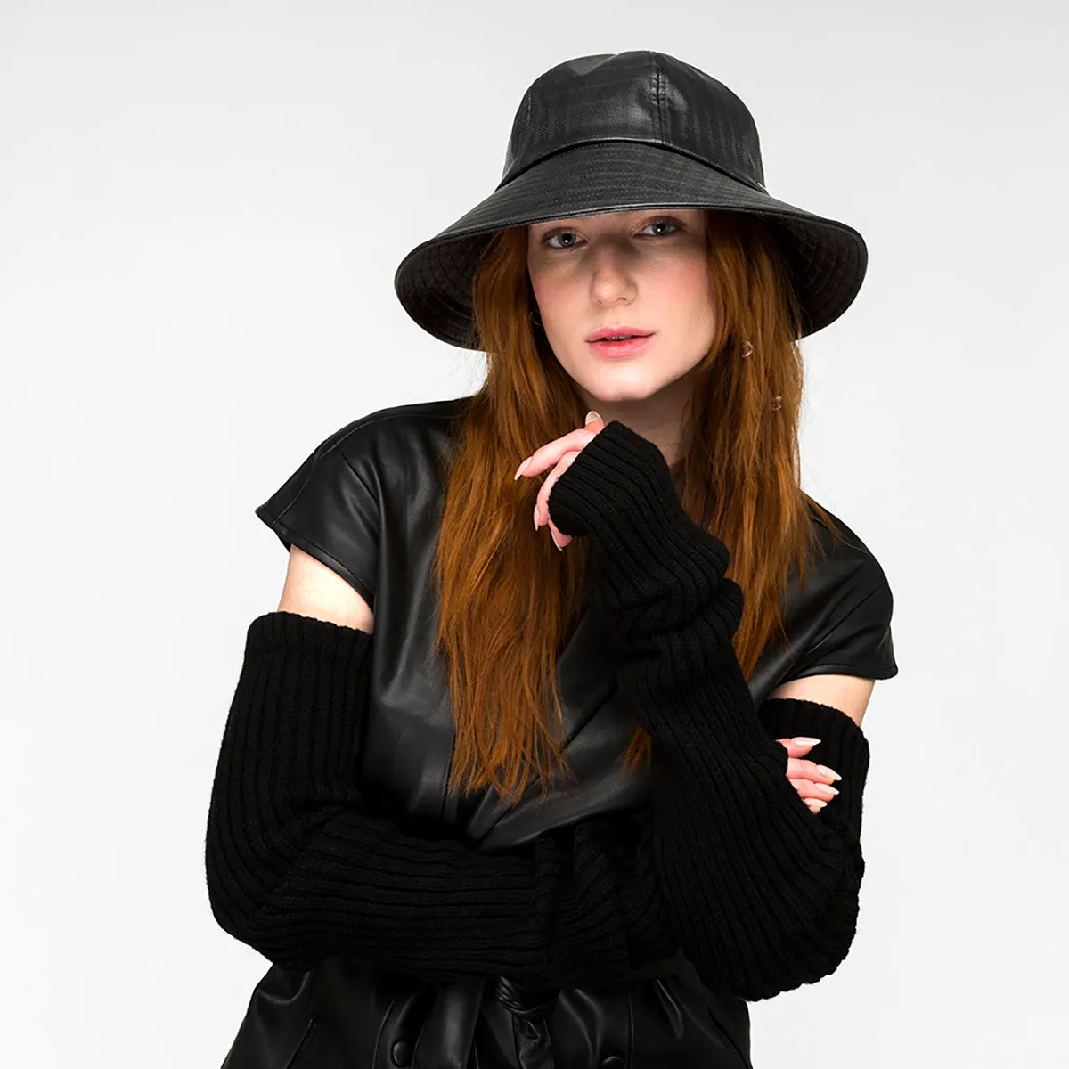 Faux Leather Rain Brim Casual