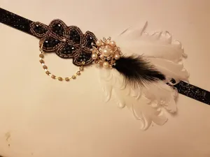 Gatsby Headband, Crystal Bead Vintage 1920s-40s sparkly headband