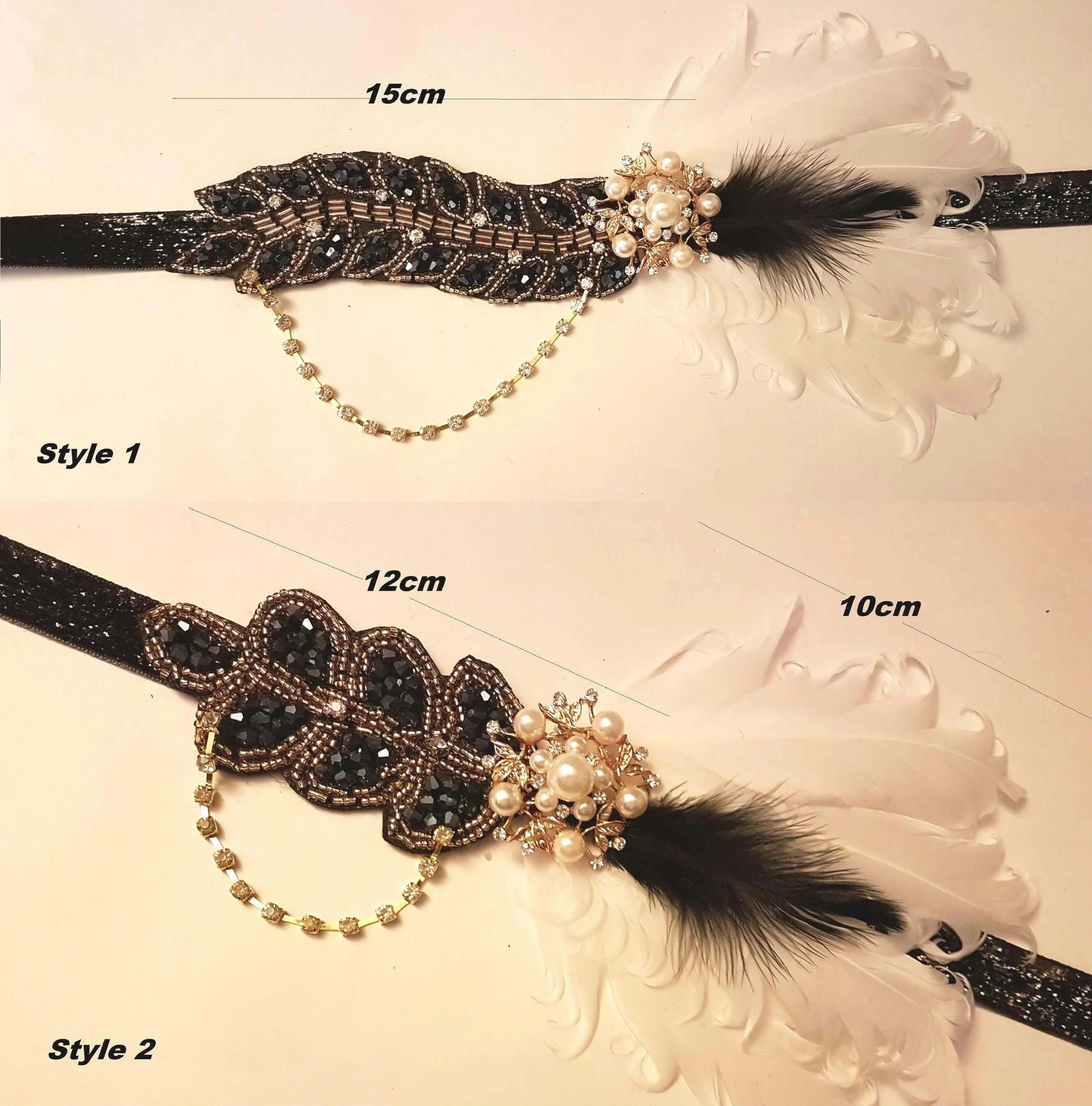 Gatsby Headband, Crystal Bead Vintage 1920s-40s sparkly headband