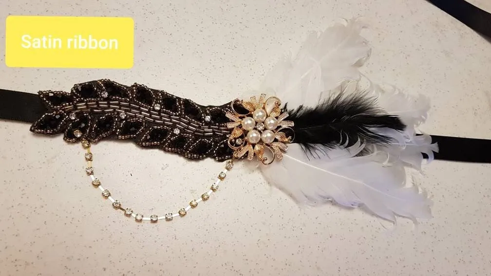 Gatsby Headband, Crystal Bead Vintage 1920s-40s sparkly headband