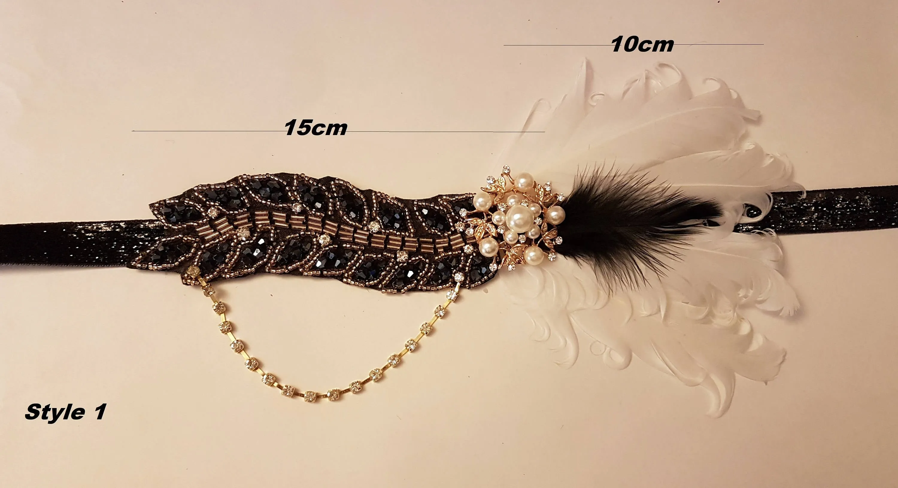Gatsby Headband, Crystal Bead Vintage 1920s-40s sparkly headband