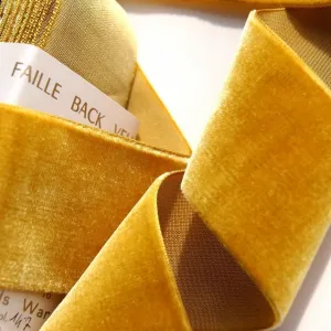 Gold Velvet Ribbon Vintage from France 48mm