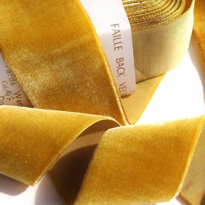 Gold Velvet Ribbon Vintage from France 48mm