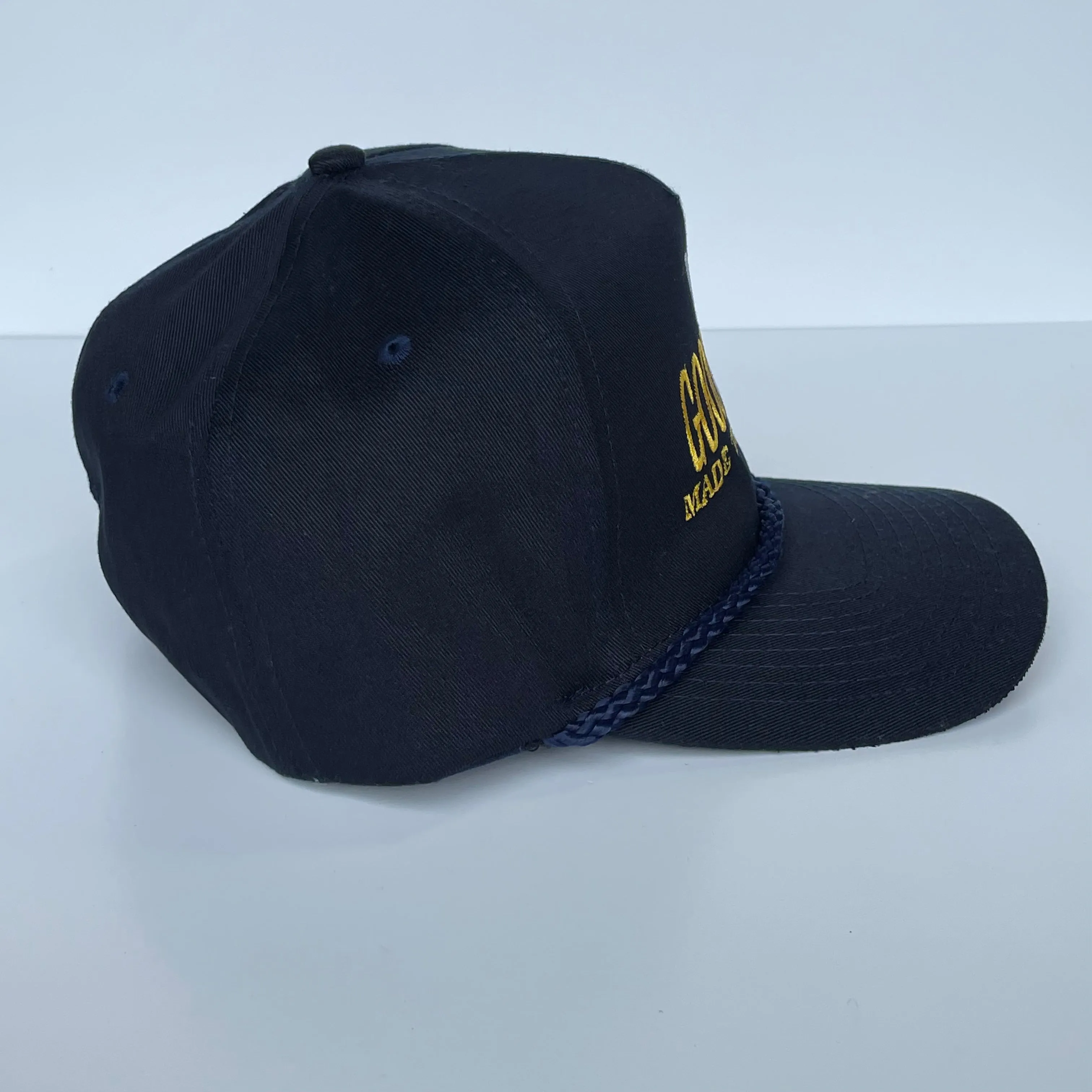 GOOD REAR Made To Feel Good Vintage Navy Blue Rope Snapback Tall Crown Cap Hat Funny Custom Embroidery