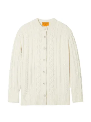 Guest in Residence Rossella Cable Cardigan in Cream
