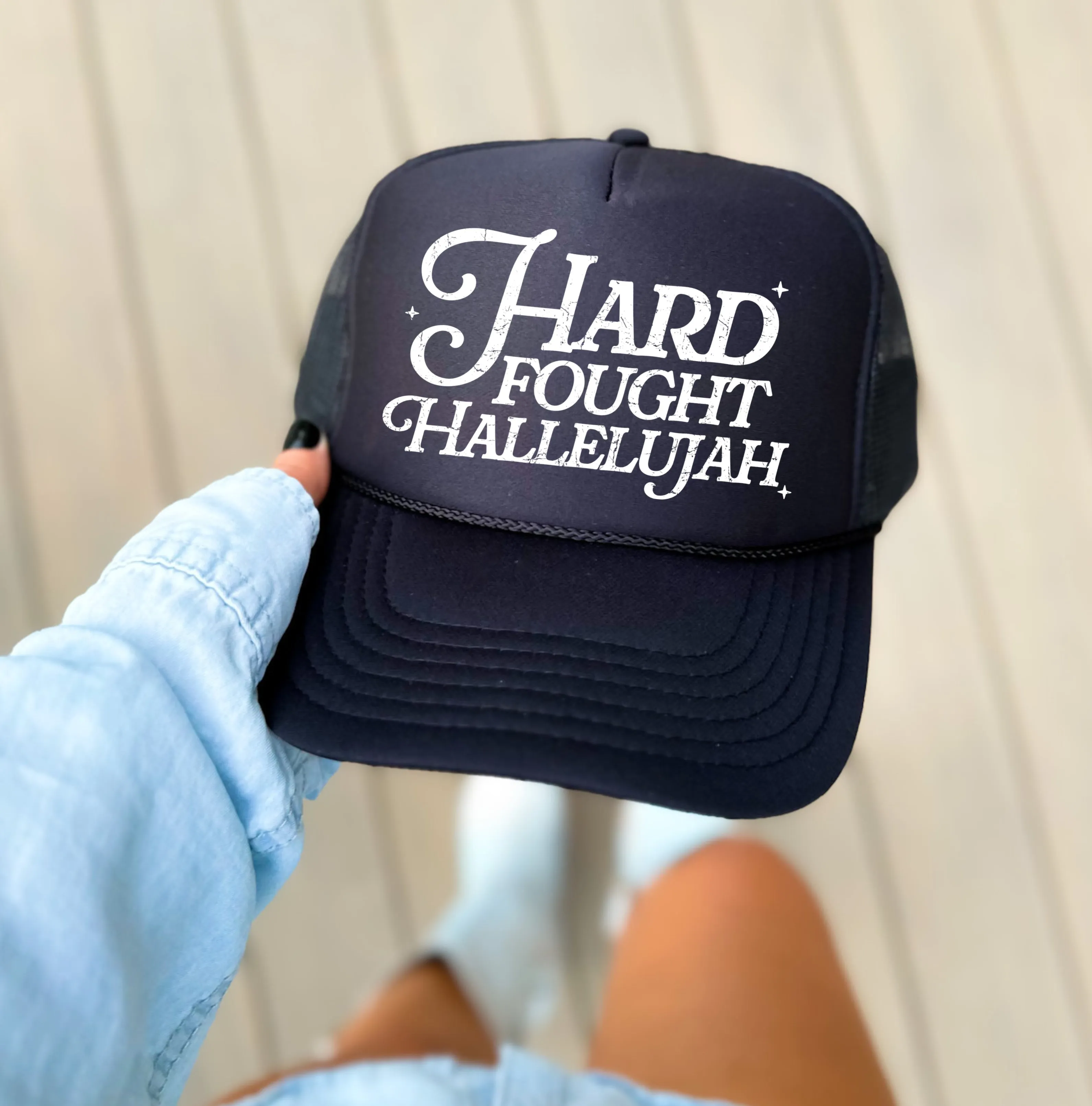 Hard Fought Hallelujah Trucker Hat/ Trucker Hats/ Gifts for Her/ Religious Hats