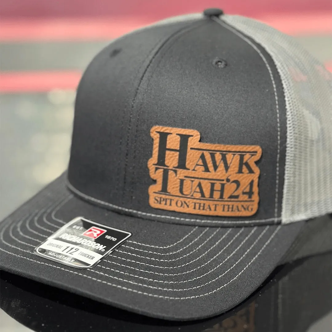 Hawk Tuah2024h Premium Leather Patch Hat