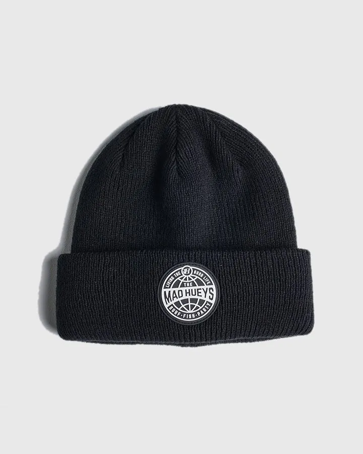 HUEYS GLOBAL  BEANIE - BLACK